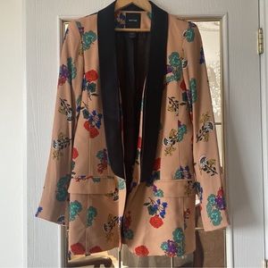 SMYTHE Size 8 - DUSKY PINK FLORAL-PRINT BLAZER IN BOTANICAL PRINT/BLACK